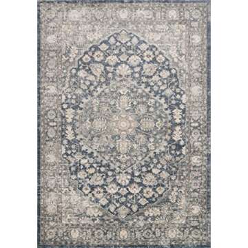 Loloi II Teagan Collection TEA-01 Denim / Mist 18" x 18", .25" Thick, Sample Rug, Soft, Durable, Neutral, Woven, Low Pile, Non-Shedding, Easy Clean, Living Room Rug