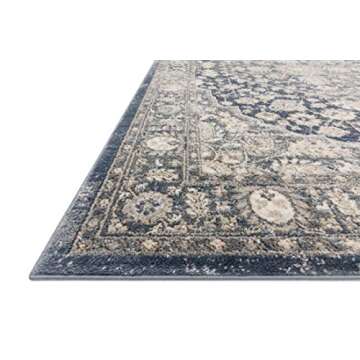 Loloi II Teagan Collection TEA-01 Denim / Mist 18" x 18", .25" Thick, Sample Rug, Soft, Durable, Neutral, Woven, Low Pile, Non-Shedding, Easy Clean, Living Room Rug