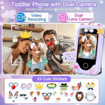 Kids Smart Phone for Girls, Christmas Birthday Gifts for Girls Age 3-10 Kids Toys Cell Phone, 2.8" Touchscreen Toddler Learning Play Toy Phone with Dual Camera, Game, Music Player, 8GB Card Purple