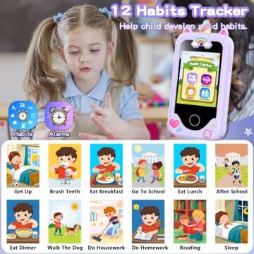 Kids Smart Phone for Girls, Christmas Birthday Gifts for Girls Age 3-10 Kids Toys Cell Phone, 2.8" Touchscreen Toddler Learning Play Toy Phone with Dual Camera, Game, Music Player, 8GB Card Purple