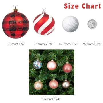 Every Day is Christmas Ornaments, Shatterproof Christmas Tree Ornament Set, Christmas Balls Decoration 50 Count (2.24"/57mm, Pink Gold)