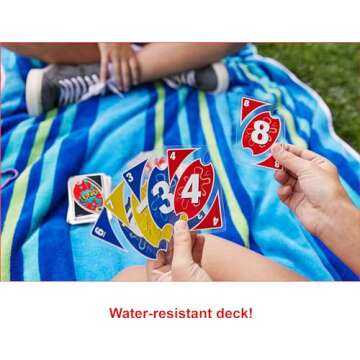 Mattel Games ​UNO Splash Card Game for Outdoor Camping, Travel & Family Nights with Water-Resistent Plastic Cards