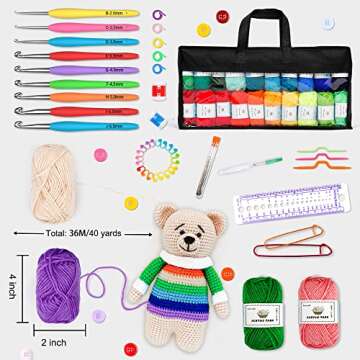 113 Piece Crochet Kit with Yarn Set– 1600 Yards Assorted Yarn for Knitting and Crochet