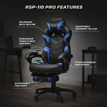 Ergonomic Gaming Chair with Footrest & Lumbar Support