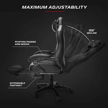 Ergonomic Gaming Chair with Footrest & Lumbar Support