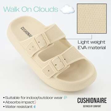 CUSHIONAIRE Women's Fame recovery cloud slide sandals sandals with +Comfort, Khaki 7