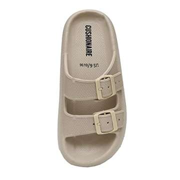 CUSHIONAIRE Women's Fame recovery cloud slide sandals sandals with +Comfort, Khaki 7