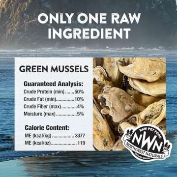 Northwest Naturals Raw Rewards Freeze-Dried Green Lipped Mussel Treats for Dogs and Cats - Bite-Sized Pieces - Healthy, 1 Ingredient, Human Grade, Natural - 2 Oz (Pack of 3)