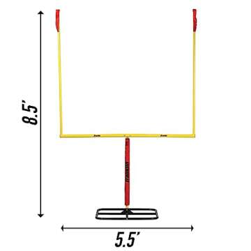 Franklin Sports Authentic Youth Steel Football Goal Post - Metal Field Goalpost for Kids - Backyard Field Goal Kicking Toy - Portable Set - 8.5' x 5.5'