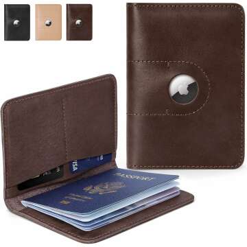 Leather Passport Holder w/ Airtag Slot | Travel Essentials