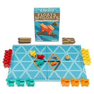 Hootenanny Games Floats McGoats Board Game | Build a Raft & Save Your Goats | Perfect for Family Games | 2-4 Players, Ages 10+