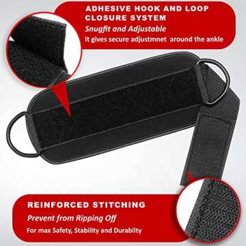 Legend Legacy Ankle Straps for Cable Machines Adjustable Ankle Cuffs Rust-Resistant Neoprene Padded Leg Extensions Booty Hip Abductors for Kickbacks Curls Glute Workouts Home & Gym Attachment (Black)