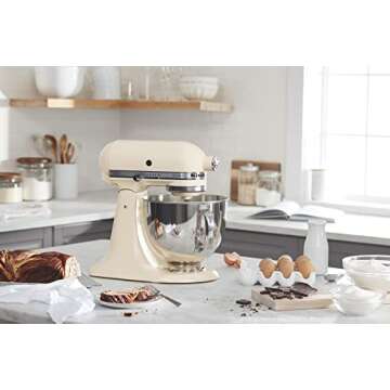 KitchenAid Artisan Series 5 Quart Tilt Head Stand Mixer with Pouring Shield KSM150PS, Almond Cream