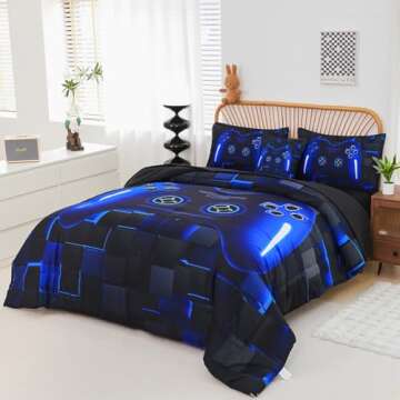 PERFEMET Twin Size Bed in A Bag 6-Piece Gaming Bedding Set for Boys