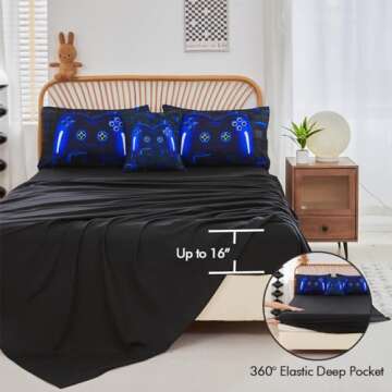 Twin Gaming Bedding Set for Boys - 6 Pieces