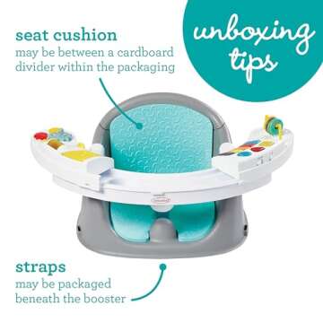 Infantino Music & Lights 3-in-1 Discovery Seat and Booster - Convertible, Infant Activity and Feeding Seat with Electronic Piano for Sensory Exploration, for Babies and Toddlers, Teal