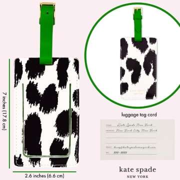 Kate Spade New York Cute Luggage Tag for Women, Durable Vegan Leather Suitcase Tag, Unique Luggage Identifier, Modern Leopard