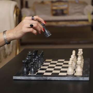 Luxury 15 Inch Marble Chess Set for Adults