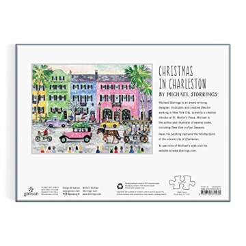 Michael Storrings Christmas in Charleston 1000 Piece Puzzle from Galison - Perfect Holiday Puzzle for Adults, Beautifully Illustrated Christmas Scene in Charleston, South Carolina, Fun Indoor Activity