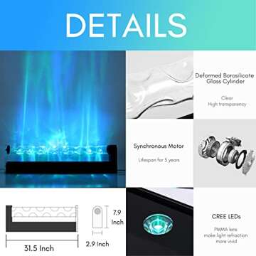 KITVONA Kinetic LED Gaming Lights for Room,RGB LED Light Bar for Home, Wall Light for Bedroom, Romatic Ambient Lighting, Ocean Wave Lights Aurora Projector Lamp with 16 Dynamic Color