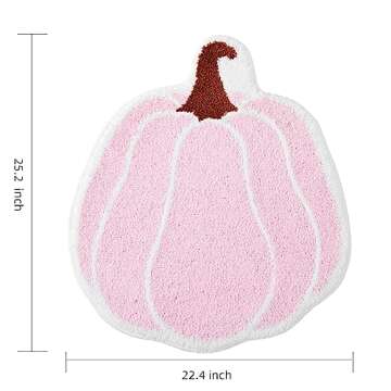 TRUEDAYS Bathroom Rugs Halloween Pink Rug Cute Pumpkin Bath Mat for Living Room, Bedroom Small Fluffy Washable Rug Non Slip Bath Mats Thanksgiving Door Mat Autumn