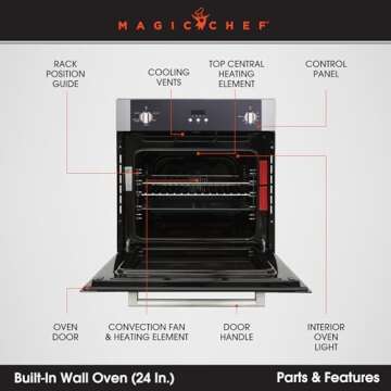 Magic Chef 24" Convection Electric Wall Oven - Stainless Steel Design for Ultimate Cooking