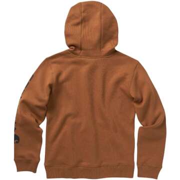 Carhartt Boys' Long Sleeve Hooded Sweatshirt, Brown, Small (7/8)