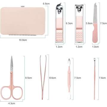 AOMIG Nail Clippers Set, 7 pcs Professional Portable Manicure Kit, Eyebrow Grooming Face Hair Clippers, Stainless Steel Nail Care Tools with Luxurious Leather Case for Travel & Home