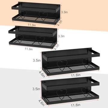 Mr Rabbi Magnetic Spice Rack for Refrigerator, 4 Pack Magnetic Fridge Organizer, Metal Spice Rack Organizer Magnetic Shelf for Refrigerator and Microwave Oven with 2 hooks