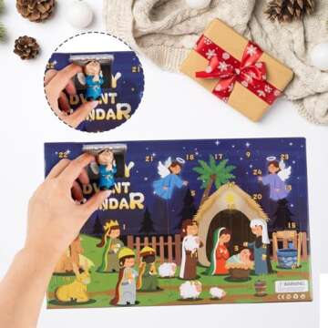 Nativity Advent Calendar 2024 Kids-24 Days of Nativity Scene Christmas Countdown Calendar Christian Religious Gifts for Kids Boys Girls