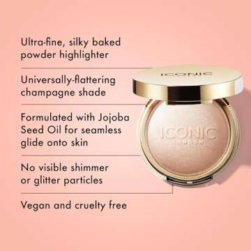 ICONIC LONDON Lit and Luminous Baked Highlighter | Powder Highlighter for a Radiant Glow, Cruelty-Free, Vegan Makeup, 0.56 oz