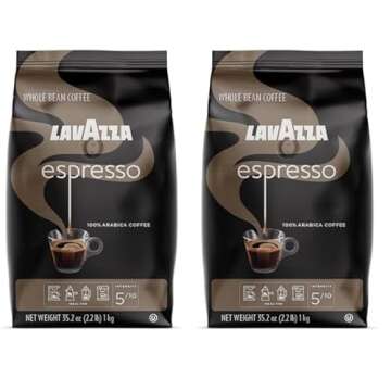 Lavazza Espresso Whole Bean Coffee Blend, Medium Roast, 2.2 Pound Bag (Packaging May Vary) Premium Quality, Non GMO, 100% Arabica, Rich bodied (Pack of 2)