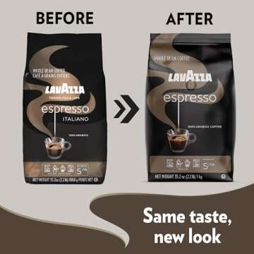 Lavazza Espresso Whole Bean Coffee Blend, Medium Roast, 2.2 Pound Bag (Packaging May Vary) Premium Quality, Non GMO, 100% Arabica, Rich bodied (Pack of 2)