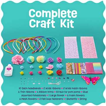 Headband Making Kit for Girls - Make Your Own Fashion Headbands for Kids - DIY Hair Accessories Set - Arts & Crafts Easter Gift for Ages 5-12 Year Old Girl - Little Children's Art & Craft Gifts