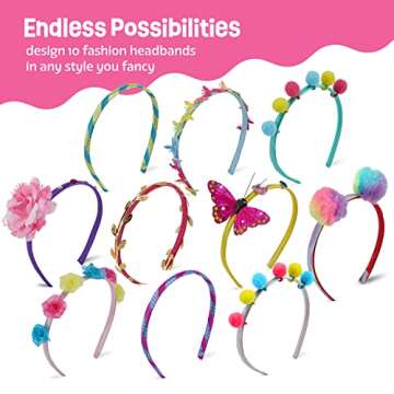 Headband Making Kit for Girls - Make Your Own Fashion Headbands for Kids - DIY Hair Accessories Set - Arts & Crafts Easter Gift for Ages 5-12 Year Old Girl - Little Children's Art & Craft Gifts