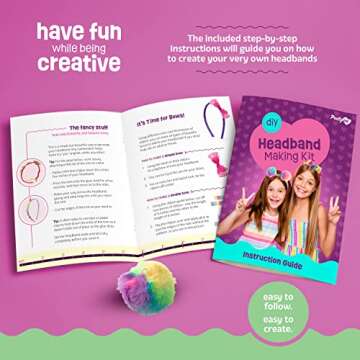 Headband Making Kit for Girls - Make Your Own Fashion Headbands for Kids - DIY Hair Accessories Set - Arts & Crafts Easter Gift for Ages 5-12 Year Old Girl - Little Children's Art & Craft Gifts