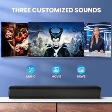 MZEIBO TV Sound Bar, Sound Bars for Smart TV Bluetooth 5.0 Soundbar 50W 17Inch Small Soundbars with HDMI-ARC/Optical/AUX Connection, TV Soundbar Surround Sound Bars (Glossy Black)