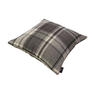 McAlister Textiles Charcoal Gray Heritage Tartan Throw Cushion Covers 17 x 17 Inches. Highlands Scatter Pillows for Sofas & Bedroom