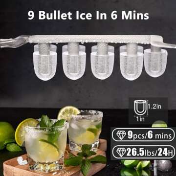 Joy Pebble Portable Ice Maker - 9 Bullet Ice Cubes in 6 Minutes