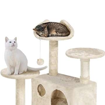 Yaheetech Cat Tree Tower - 62in, Beige, Durable Design