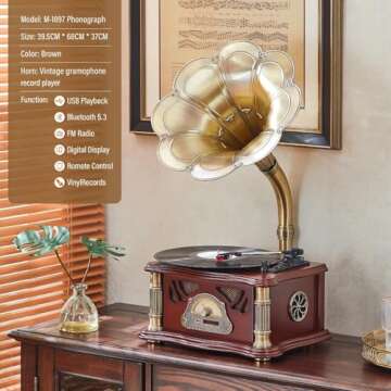 Bluetooth Vintage Gramophone - Retro Record Player