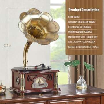 Bluetooth Vintage Gramophone - Retro Record Player