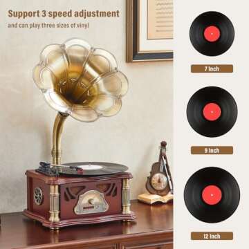 Bluetooth Vintage Gramophone - Retro Record Player