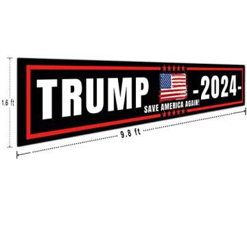 CHXSM Donald Trump 2024 Flag Trump 2024 Save America Again Sign Banner 2024 Trump Re-Elect Advertising Banner for Yard Garden Fence Outdoor Indoor Hanging Decor (9.8 X 1.6 FT)