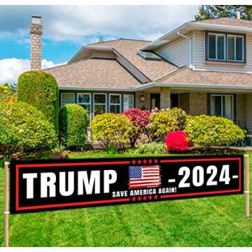 CHXSM Donald Trump 2024 Flag Trump 2024 Save America Again Sign Banner 2024 Trump Re-Elect Advertising Banner for Yard Garden Fence Outdoor Indoor Hanging Decor (9.8 X 1.6 FT)