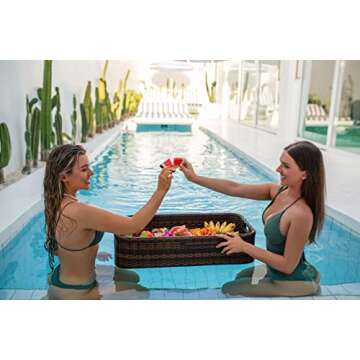 Floating Pool Tray Floating Serving Tray Table & Bar - Swimming Pool Floats for Adults, Spas, & Pool Parties - Floating Tray for Pool Serving Drinks, Floating Brunch, Food on The Water - Brown