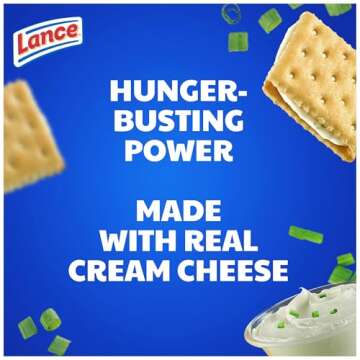 Lance Sandwich Crackers, Captain's Wafers Cream Cheese and Chives, 10 Packs, 6 Sandwiches Each