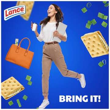 Lance Sandwich Crackers, Captain's Wafers Cream Cheese and Chives, 10 Packs, 6 Sandwiches Each