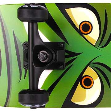 NPET Pro Skateboard Complete 31 Inch 7 Layer Canadian Maple Double Kick Concave Deck Skating Skateboard - Green Monster