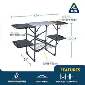 GCI Outdoor Slim-Fold Cook Station: Portable Kitchen Table with Heat Resistant Top